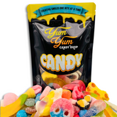 Yum Yum Candy Shop packaging with colorful gummy candies in front